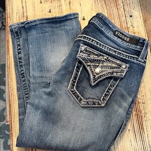 Vigoss Women's Boot Cut Jeans in Blue with Detailed Pockets